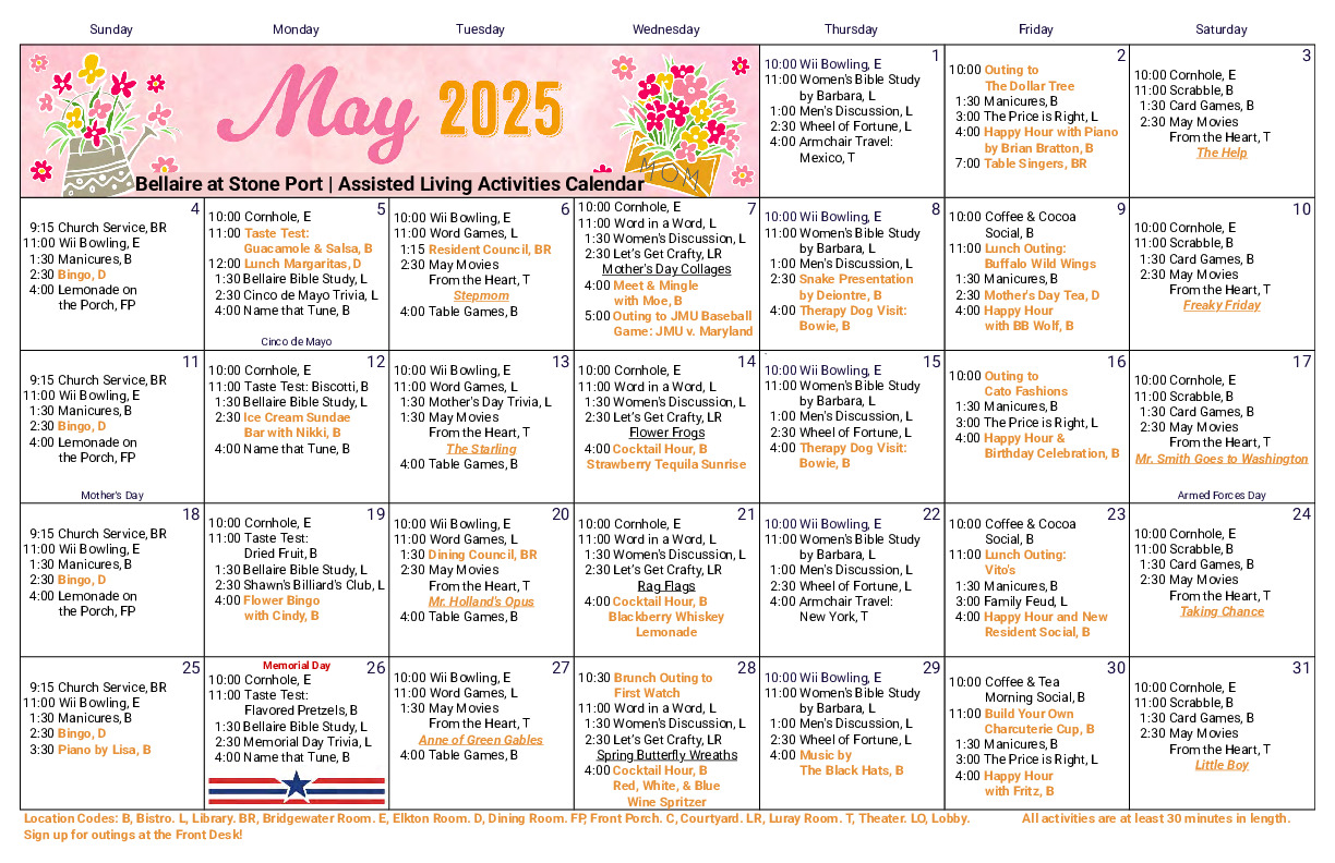 BSP Assisted Living Calendar May 25